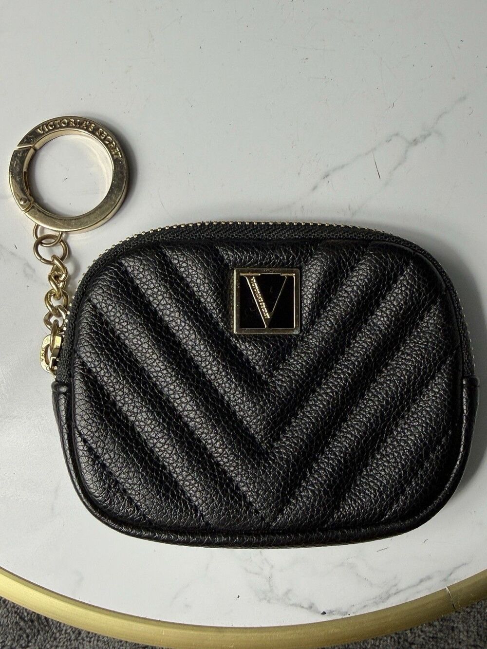 Victoria's Secret Black The V Essentials Wallet Coin Purse Size-5x4 in